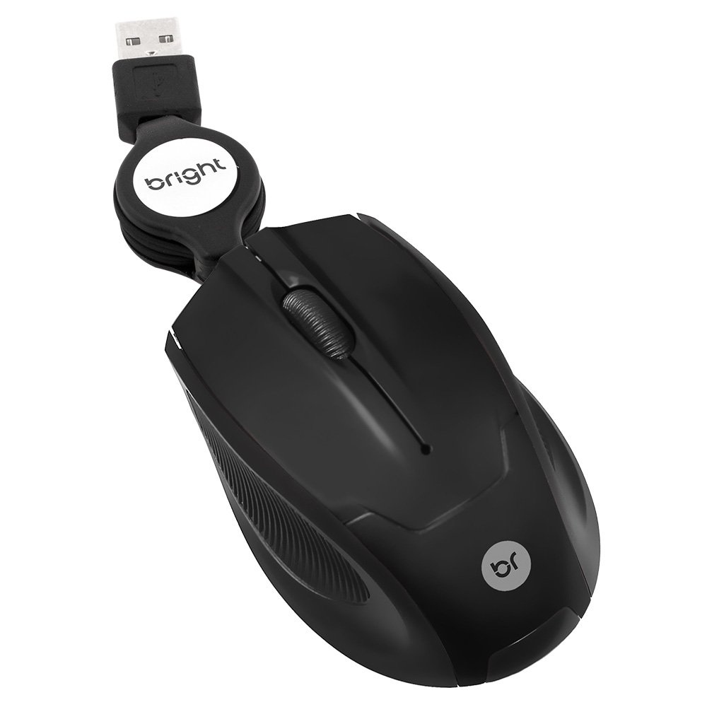 Mini mouse óptico retrátil Brasil preto 0111 Bright BT 1 UN